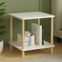 피칸데코 조립식 2단 나무테이블 40x40x53 협탁 선반