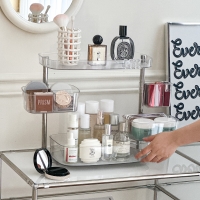 360도 회전 화장품 정리 선반 다용도 수납 향수 보관 진열 트레이