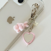 핑크 토끼 거울 키링