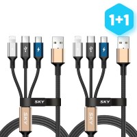 [1+1] 3in1 27W 멀티 고속충전 케이블 USB-C타입/5핀/8핀