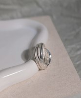 [Surgical] 트위스트 플로우 화이트실버 써지컬 볼드링 반지 (5size)