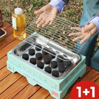 1+1 일회용 캠핑 숯불 화로대 캐핑용 바베큐 그릴