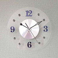 투명 무소음 벽시계 그레이