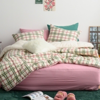 [메종쉼] 사계절 체크 소프트 마이크로 차렵이불 세트 SS Q