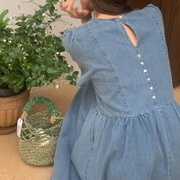 여성 썸머 데일리 라운드 반팔 데님 원피스