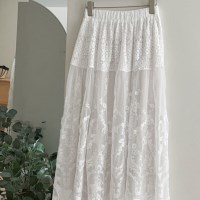 여성 여름 마인드 레이스 밴딩 롱스커트