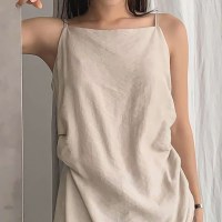 언발 셔링 스모크 밴딩 끈나시 블라우스