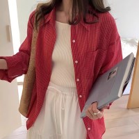 여성 썸머 데일리 블라우스 얇은 체크 셔츠