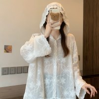 여성 썸머 데일리 레이스 후드 블라우스
