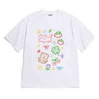 [반팔티셔츠 귀염뽀짝]오버핏 여름티 홈웨어 잠옷 커플티 우정티 웃