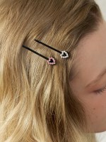 [2SET]  heart cubic hair pin (2colors)