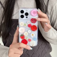 딸기 단추 콜라주 레진 폰케이스