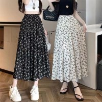유니크 플로럴 쉬폰 롱스커트