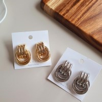 여자 클래식 링 고리 실버 패션 귀걸이