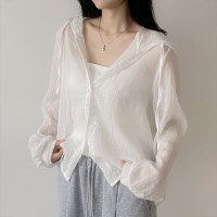 시스루 린넨 후드 셔츠 바람막이 ou-4181c