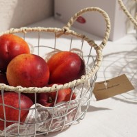 내일의공간 철제 메쉬망 원형 라탄 바구니