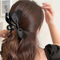 헤어 집게핀 블랙 슬림 리본머리핀 올림머리핀 긴머리집게핀