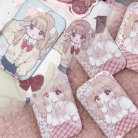 스쿨걸 사각글리터 핀버튼 2종