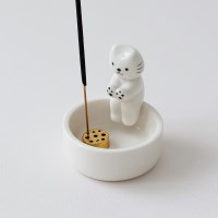 세라믹 인센스 스틱 티라이트 홀더 트레이 불쬐는 고양이