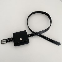 포에 블랙 미니 포켓 힙색 벨트 (25T042)