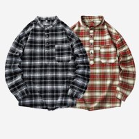 봄 가을 겨울 오버핏 체크 아노락 셔츠 남녀공용 3SH035