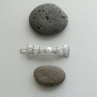 제이로렌 바게트 큐빅 진주 리본 헤어핀 H01415