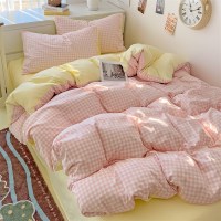 침구 매트리스 침대 이불 매트리스 커버 세트_핑크첵