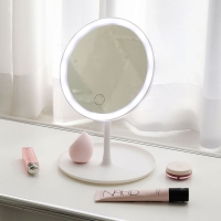 스탠드 LED 탁상거울 각도조절 충전식 원형 무드등 화장대 조명거울