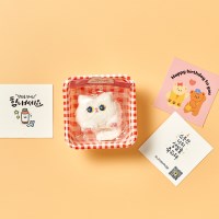 화이트냥 통통고양이 인형 키링+메세지카드+체크박스