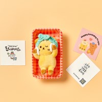 뽀오냥 피부관리 세수하는고양이 키링+메세지카드+체크박스