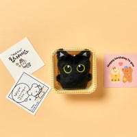 왕눈이 깜냥 고양이 인형키링+메세지카드+체크박스 가방꾸미기 액세