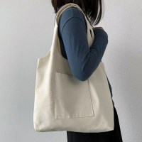 포켓 캔버스 에코백 보조가방 (아이보리)