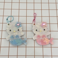 산리오 인어 키티 헬로키티 자개 미니 거울 키링 2color