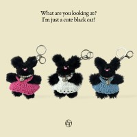 블랙 캣 스커트 키링 3color 인형 열쇠고리 백참
