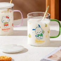 [산리오] 포차코 뚜껑 유리컵 숟가락 세트 360ml