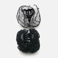 제이로렌 도트 쉬폰 플라워 집게핀 H01450