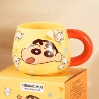 [혜싱라] 짱구 칼라 손잡이 세라믹 머그컵 460ml 오렌지