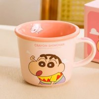 [혜싱라] 짱구 투톤 눈금 러블리 세라믹 머그컵 340ml 핑크