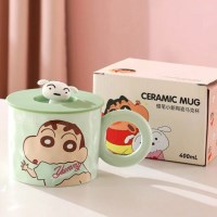 [혜싱라] 짱구 피규어 뚜껑 머그컵 360ml 그린