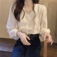 레이스 블라우스 펀칭 프릴