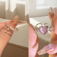 여성 5type 진주 하트 투피스 오픈 링 반지