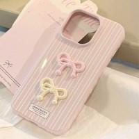 아이폰17 프로맥스 입체 더블 리본 케이스 (핑크·옐로우)