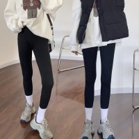 하이웨이스트 스타일 신축성 좋은 여자 블랙 레깅스