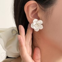 [자체제작] 작약 빅 화이트 꽃 웨딩 진주 은침 귀찌 귀걸이