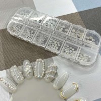 네일파츠 레진아트 네일아트 꾸미기 파츠 세트 화이트펄 네일큐빅