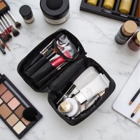 블랙 휴대용 메이크업 브러쉬 화장품 소품 정리 가죽 파우치