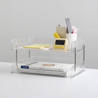 히키스 OFFISYS 데스크 투명 2단 A4 문서정리 서류보관함 트레이 S10
