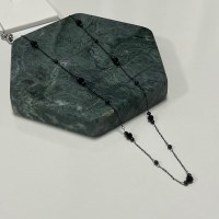 여자 써지컬스틸 블랙 큐빅 체인 포인트 목걸이