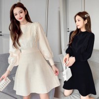 러블리 미니원피스 레이스 자수 니트원피스