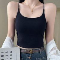 스트랩 슬림 민소매 크롭나시